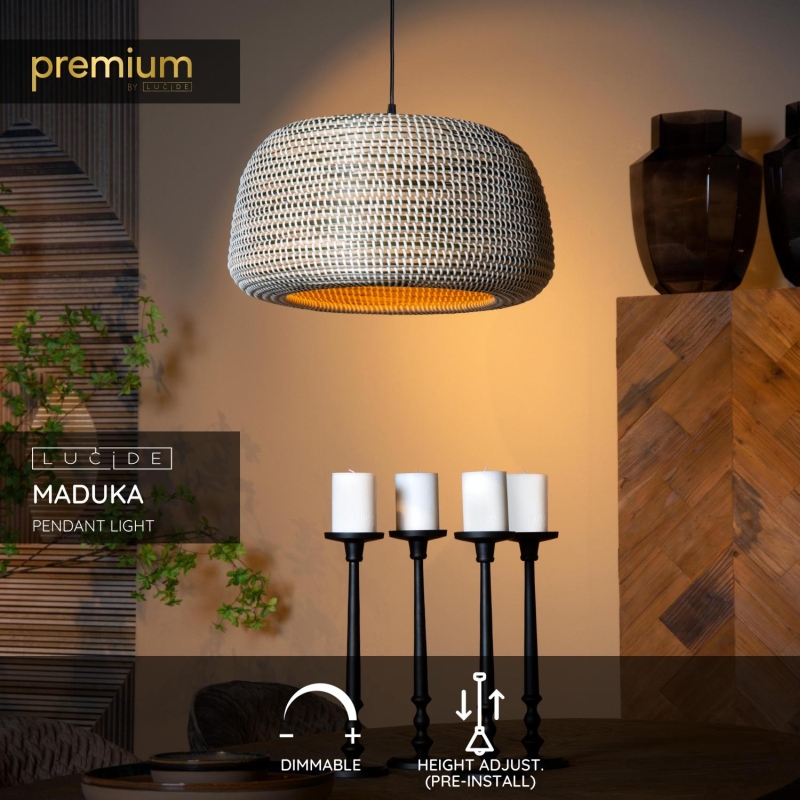 Lucide MADUKA - Závesné svietidlo - 1xE27 - Hnedé